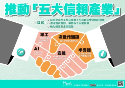 行政院「五大信賴產業推動方案」政策溝通電子單張文宣