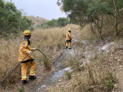 本分署於林火風險地區辦理噴灑阻燃劑防範林火發生情形。